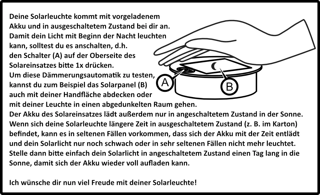 Anleitung für Solareinsatz